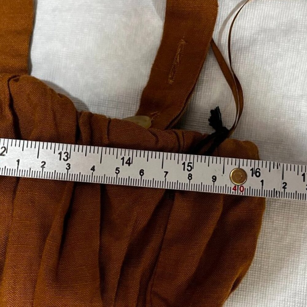 ASTR The Label Mocha Shirred Wide Leg Linen Blend Jumpsuit Brown Medium - Picture 8 of 15
